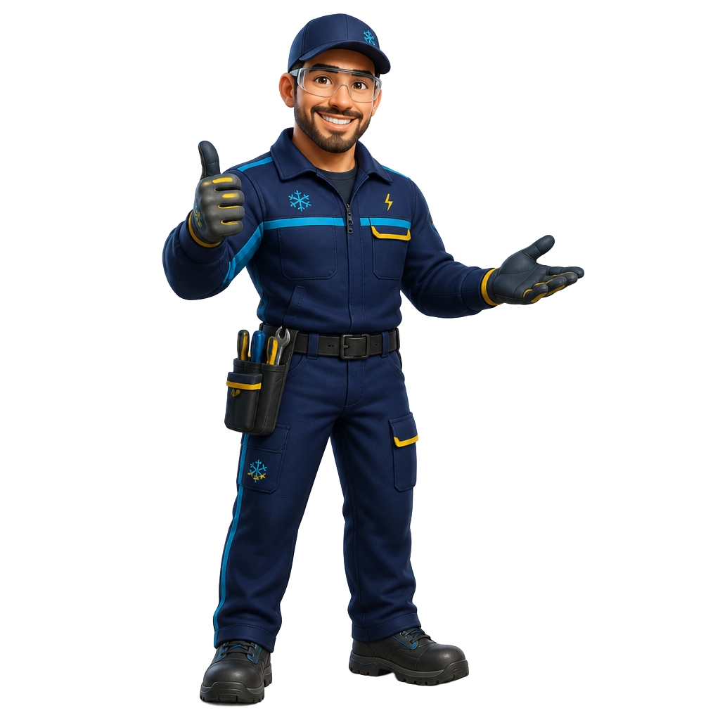 Mascote técnico da DIGEFRIO fazendo sinal de positivo